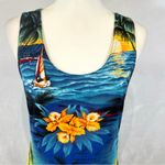 Vintage 90s tropical Hawaiian sunset print maxi beach dress size 1XL Blue Photo 1