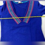 Boden Blue Multicolored Embroidery Dress Vneck Size 2 Photo 6
