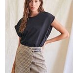 Forever 21 Women's M Plaid Asymmetrical Skirt Plaid with Brown Strap Detail Photo 0