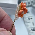Vintage floral shell sticker pin lapel hat pin Orange Photo 5