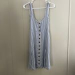 American Eagle  Striped Button-Front Mini Dress | Blue White Sleeveless A-Line | Photo 1