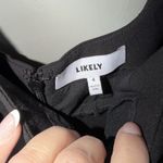 Likely  Women's Black Midi Sheath Dress Sz 4 Bow Accents Slit LBD Office Siren Photo 1