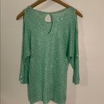 Roz & Ali  Light Green Sequin Knit Top Photo 3