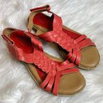 Softspots Leather Sandals Women’s Size 8 braided vamp reddish orange color Photo 0