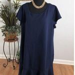 Olivia Matthews Dress Plus 3X Navy Blue Cap Sleeve Fairy Core Feminine Preppy Photo 0