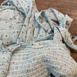 None Blue Ditsy Floral Ruched Top Midi Dress Size Small Photo 2