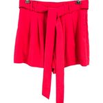 Parker High Waisted Shorts Pink Pleated Belted Woven Dressy Size Small Photo 0