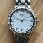 Citizen Eco-Drive Ladies Watch Genuine Diamond White Dial Stainless Bracelet Photo 1
