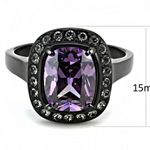 Amethyst Stainless Steel black ion plating AAA CZ Ring Size 8 Photo 2