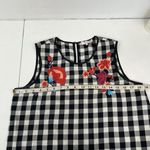 Parker  Size S Printed Dayton Top Embroidered Floral Black White Check Women’s Photo 14