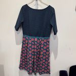 Matilda Jane  Dress Medium Blue Striped Top Floral Print Knee Length Casual Photo 1