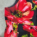 Lane Bryant  Womens Dress 22 Red Black Floral Sleeveless Pleated Fit & Flare Photo 6