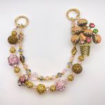 Handmade 💐Luxury Bag/Phone Chain Charm/Keychain Orange FLOWER BASKET Bling Crystal Beads Photo 5