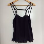 Free People  black strappy cutout flowy lace hem tank Photo 2