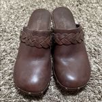 LINDSAY PHILLIPS Boho Clogs Mules 8 Brown Leather Braided Brass Studs Slip On Photo 1