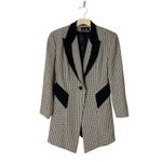 VINTAGE 90s B Louise Houndstooth Blazer Black Size 6 Photo 4