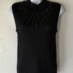 Bestow Wear Y2k Womens Small Beaded Knit‎ Silk Blend Sleeveless Top Pullover Black Photo 0