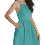 Fancyinn NWT Womens  Teal Sleeveless Skater Dress - Sz S Photo 0