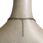 Silver Tone Layered Chain Necklace Rhinestone Triangle Bar Pendant with Extender Photo 7