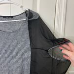 EUC B’Leev women’s‎ gray black stripe sheer sleeve loose fit blouse shirt medium Photo 1