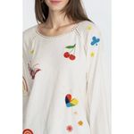 Johnny Was  Womens Whimsical Cashmere Top Size S White Embroidered‎ Boho Rainbow Photo 1
