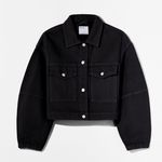 Bershka black denim jean jacket overcoat Photo 4