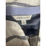 John Mark Tunic Top Striped Linen Floral Embroidered Button Split V Neck L Photo 6