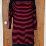 Mads Nørgaard Copenhagen Stripe Long Sleeve Sweater Dress in Red & Navy Photo 0