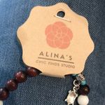 Handmade Turtles Turquoise and wood beads  charm bracelet S/M Photo 5