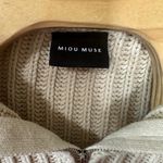 Miou Muse Cable Knit 1/4 Zip Pullover Sweater Knit Beige Womens Small Tan Photo 3
