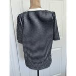Madewell  Striped Elbow-Sleeve Henley Tee Knit Top Midnight Navy Size XL Photo 8