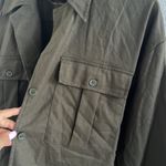 ZARA Button Front Button Collar Green Shacket Shirt Long Sleeve Tie Side Slit XL Photo 4