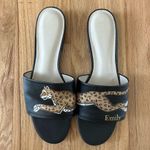 Alepel leather hand painted flats sandals Anthropologie boho leopard Emily Black Size 9 Photo 1