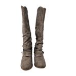Maurice's Brown Leather Block Heeled Carmen Hooded Wide Calf Tall Boots Size 7.5M Photo 5