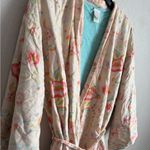 Natori Light Pink Floral Short Tie Front Robe Womens M/L Sleepwear Loungewear Photo 1