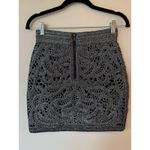 Maje Crochet Mini Skirt Womens 36 Metallic Silver Slim Fit Back Zip Breathable Photo 2