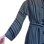 Anne Klein Wool Blend Belted Jacket Coat Womens Size Small Black Brown Striped Photo 4