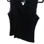 Ann Taylor  Loft Black Lace Trim V Neck Sleeveless Tank Top Medium Y2K Preppy Photo 2