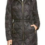 Michael Kors  petite quilted Hooded Black Packable Puffer Coat jacket size small Photo 0