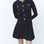 ZARA Navy BOX PLEAT KNIT MINI SKIRT Photo 2