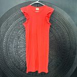 Nation Ltd Elliot Fused Ruffle Flutter Sleeve Dress S Red Orange Pima Cotton Photo 4