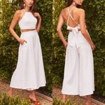 Lulus New Summer White High Waisted Wide Leg Pants Trousers Size Medium Photo 4