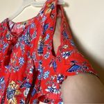 Democracy Artisan Crafted by Women Top XL Red Floral Cold Shoulder Peasant Boho Photo 2
