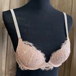 Victoria's Secret  Blush Lace Push Up Underwire Bra with Rhinestone Straps Photo 0
