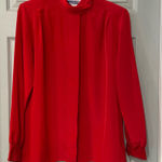 Pendleton  Women's 12 Vintage 80s Red Scarlet Secretary Long Sleeve Silky Blouse Photo 0