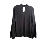 Haute Hippie NWT Key Hole Bell Sleeve Top Blouse Size XS Black Mock Neck Boho Photo 2