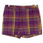 A New Day Purple Plaid Chino Shorts 6 Preppy Academia Casual Summer Cruise NWT Photo 0