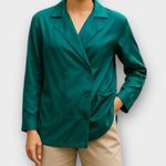 Vintage 1980s Batwing Teal Oversized Blazer Blouse Size S Green Photo 0