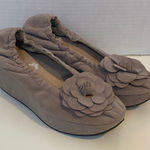 Restricted Taupe Wedge Shoes with Floral Accent size 8 Tan Photo 0