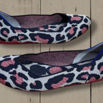 Rothy's The Flat Red Cat Leopard Print Slip On Ballet Flats Size 11.5 Black Photo 0